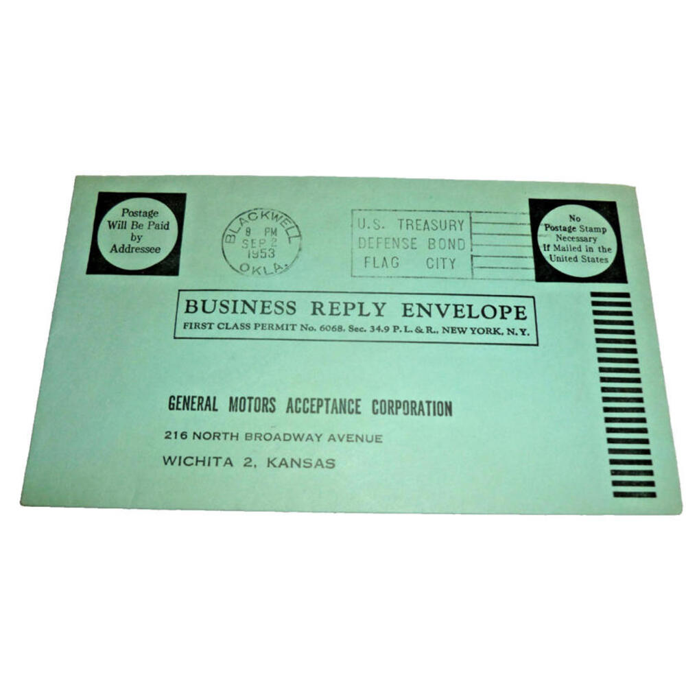 U S Savings Bond Envelope Authorized By Treasury Dept Official General Motors